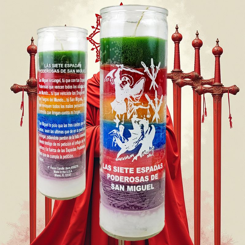 7 Day Candle, 7 Powerful Swords of St. Michael (7 Color)