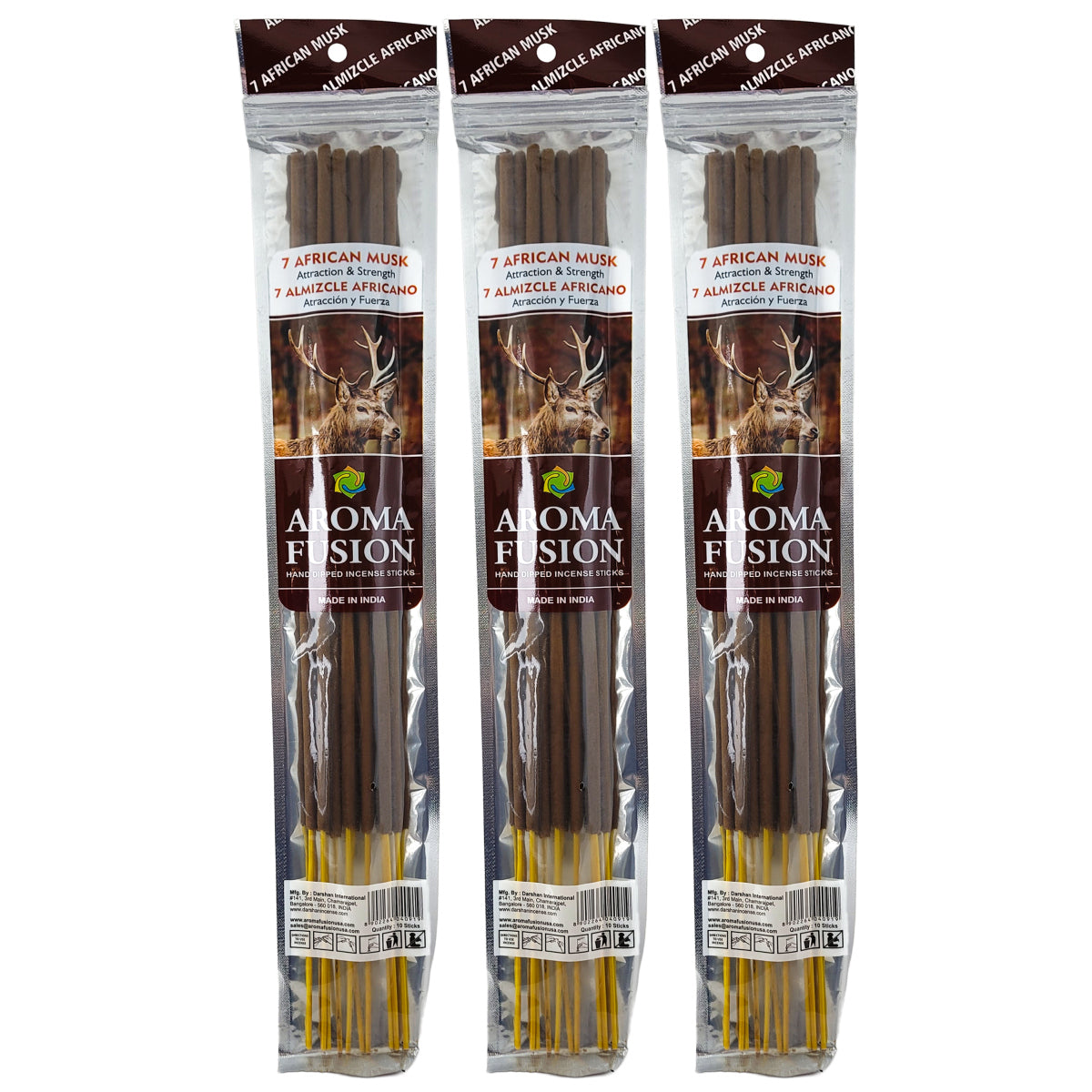 7 African Musk Scent Aroma Fusion 19" Jumbo Incense, 10-Stick Pack