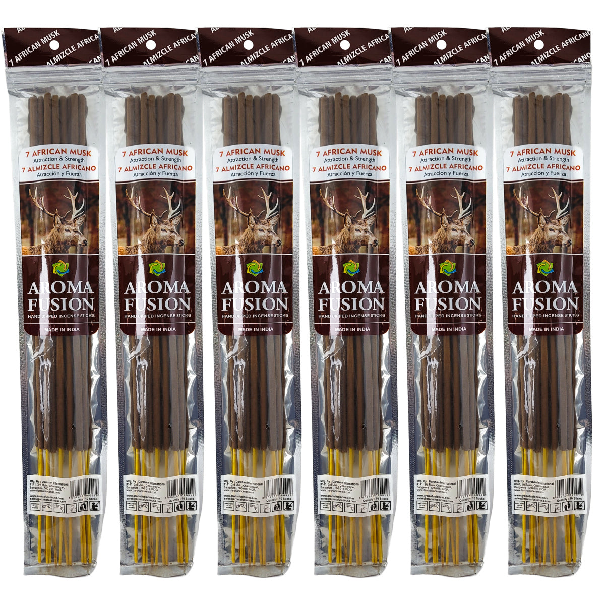 7 African Musk Scent Aroma Fusion 19" Jumbo Incense, 10-Stick Pack