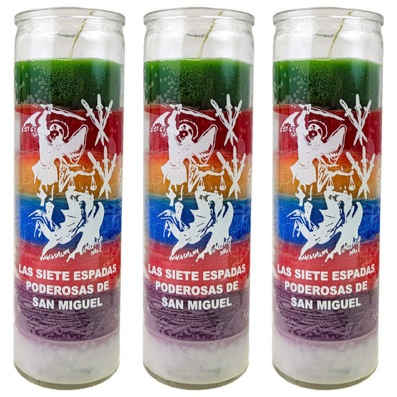 7 Day Candle, 7 Powerful Swords of St. Michael (7 Color)