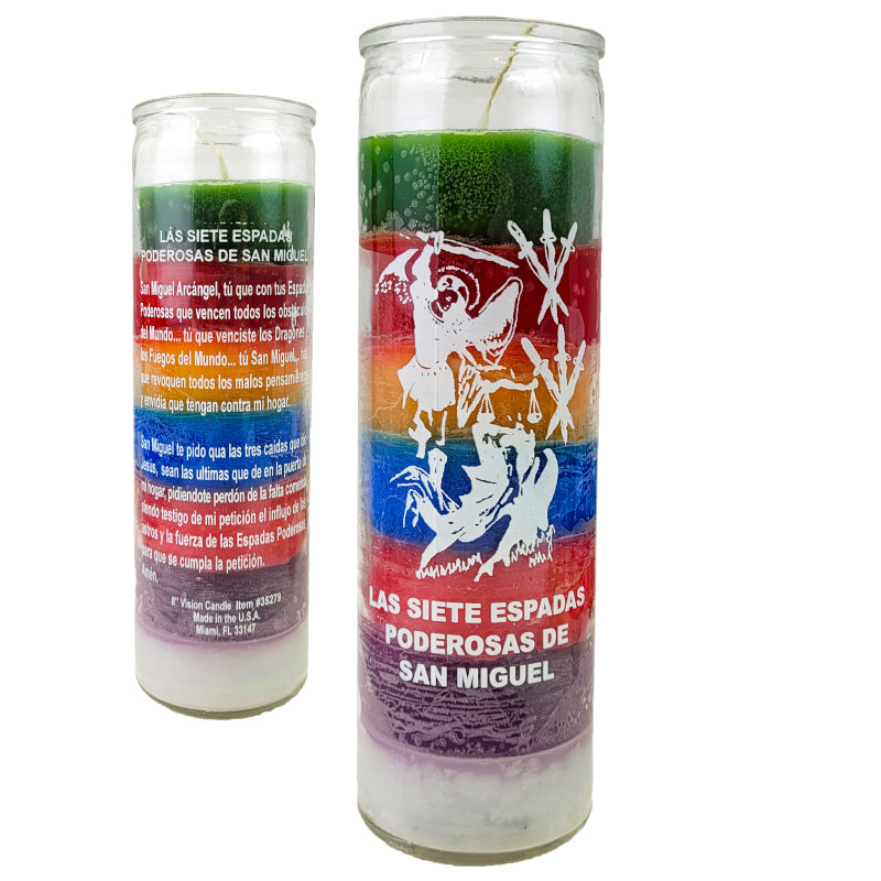 7 Day Candle, 7 Powerful Swords of St. Michael (7 Color)