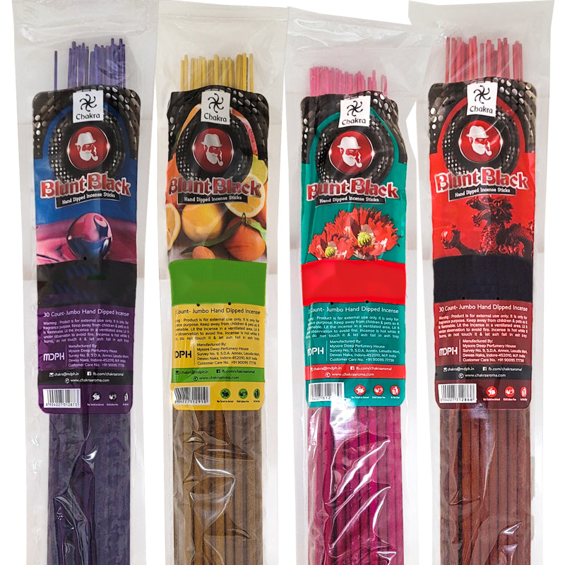 4-Pack Assorted 19" Jumbo Blunt Black Incense