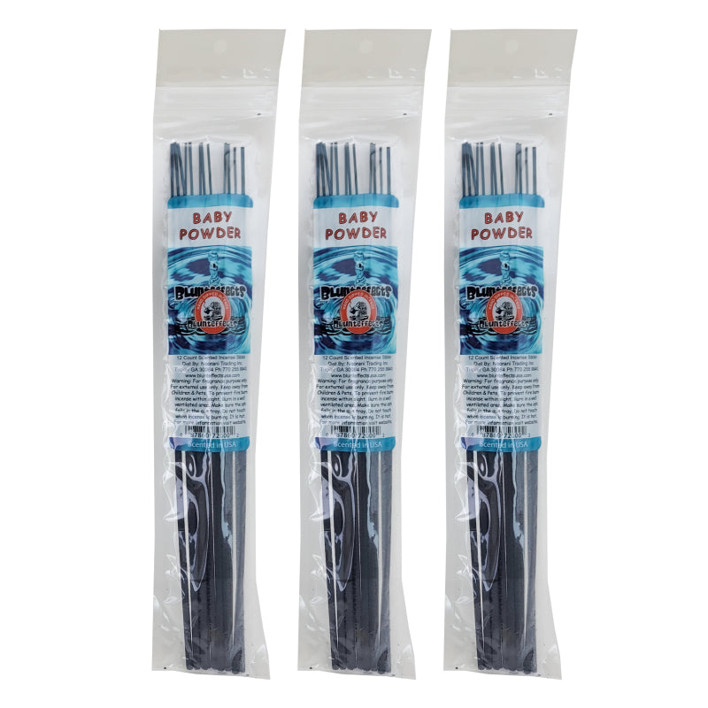 10.5" BluntEffects Incense Fragrance Wands, 12-Pack Baby Powder Scent