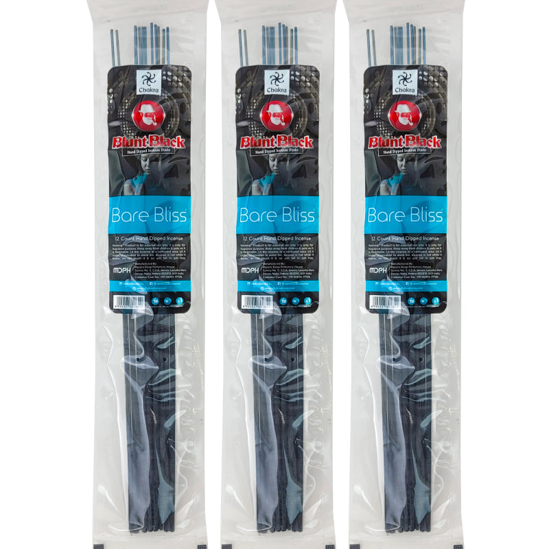 Bare Bliss Scent 10.5" Blunt Black Incense, 12-Stick Pack