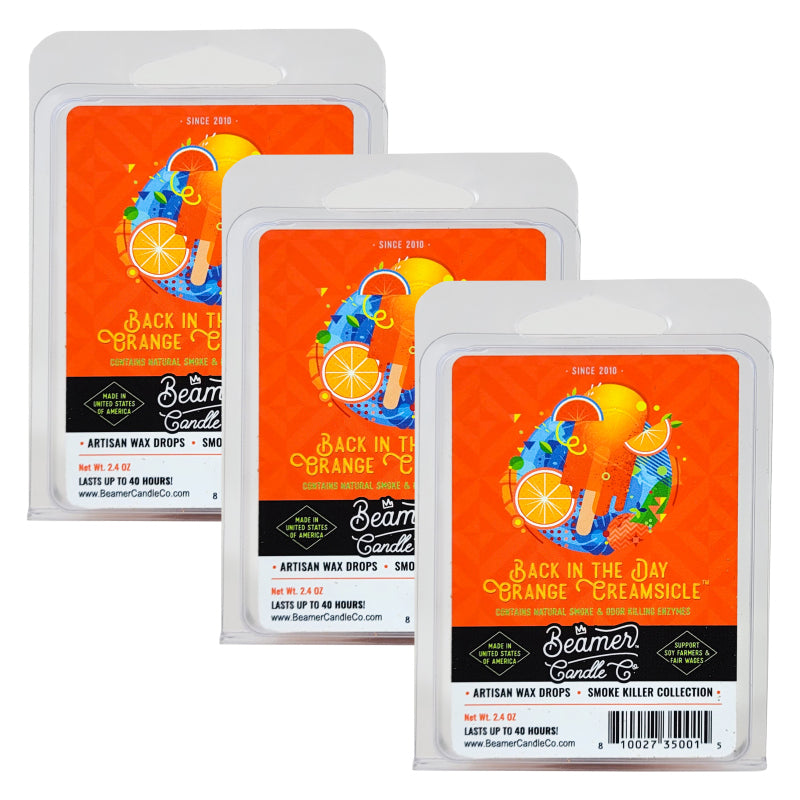 Back In The Day Orange Creamsicle Scent, Wax Drop Melts Odor & Smoke Killer, by Beamer Candle Co