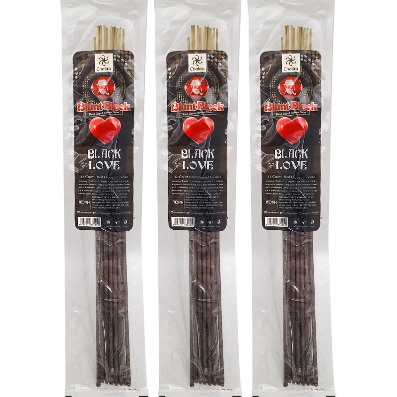 Black Love Scent 10.5" Blunt Black Incense, 12-Stick Pack