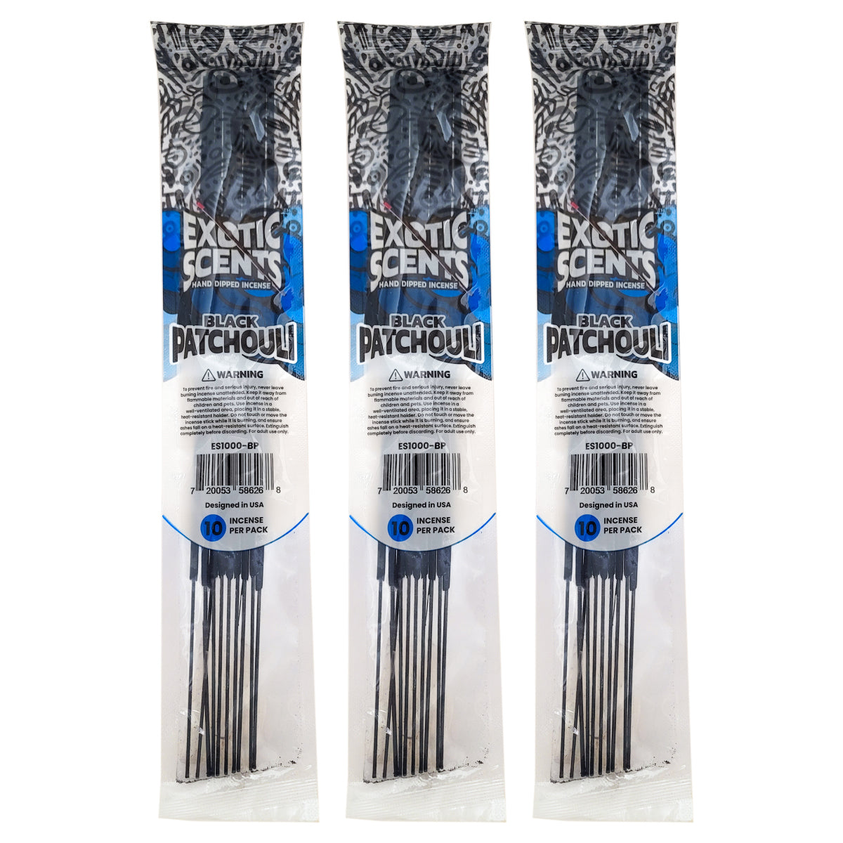 Black Patchouli Scent 11" Exotic Scents Incense