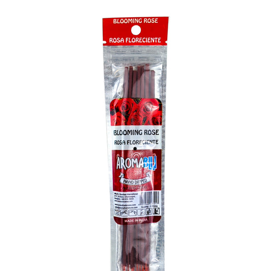 AromaBlu Hand Dipped 11" Incense Sticks, Blooming Rose Scent
