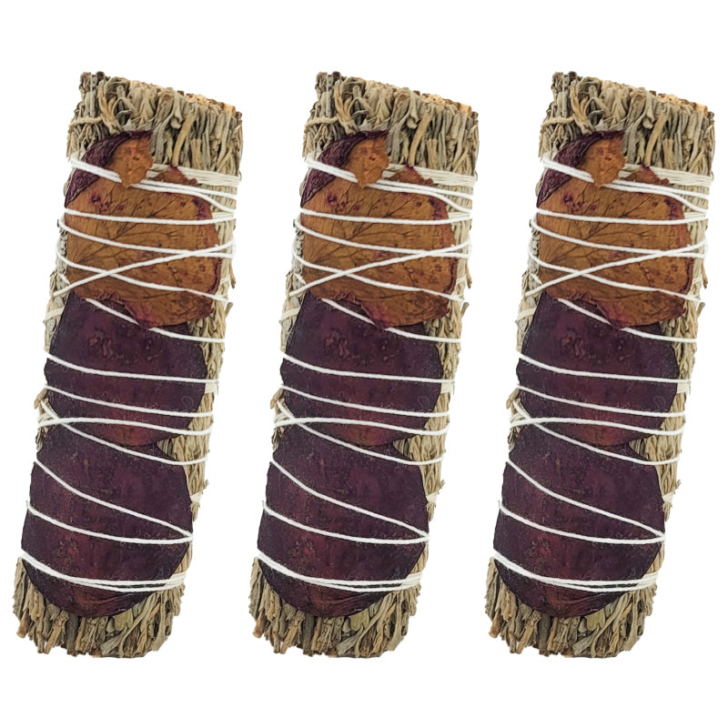 Blue Sage & Red Rose 4" Bundle Smudge Stick