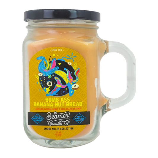 Bomb A$$ Banana Nut Bread 5" Glass Jar Candle, 12oz Smoke Killer Collection, by Beamer Candle Co