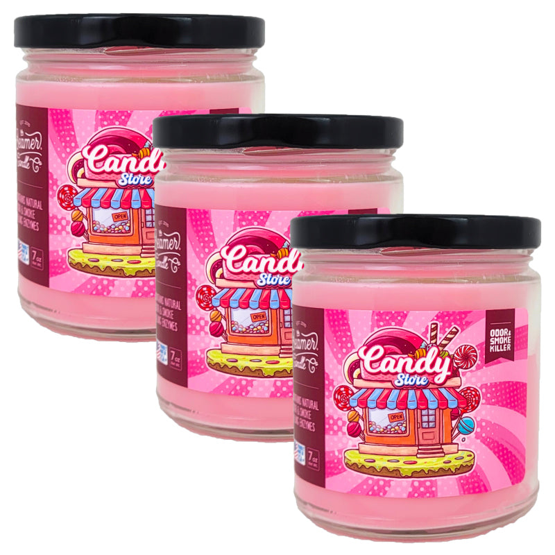 3.5" Candy Store Glass Jar Candle, 7oz Odor & Smoke Killer, by Beamer Candle Co