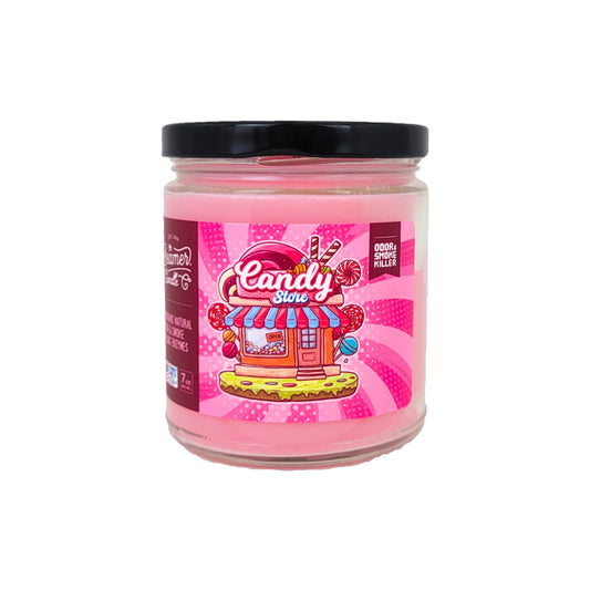 3.5" Candy Store Glass Jar Candle, 7oz Odor & Smoke Killer, by Beamer Candle Co
