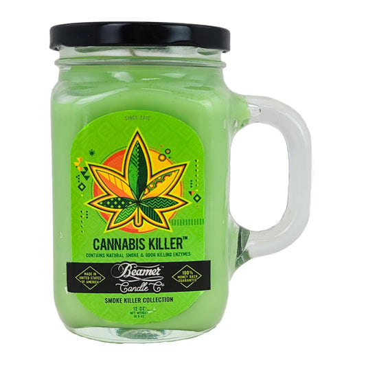 Canna Killer 5" Glass Jar Candle, 12oz Smoke Killer Collection, by Beamer Candle Co