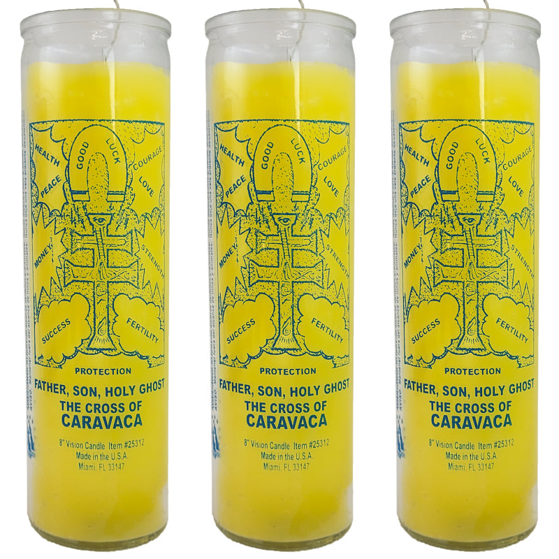 7 Day Candle, The Cross of Caravaca (Yellow)