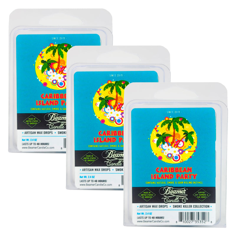 Caribbean Island Party Scent, Wax Drop Melts Odor & Smoke Killer, by Beamer Candle Co