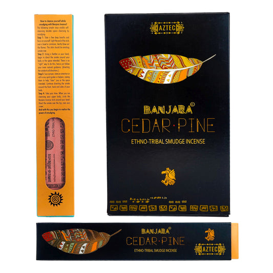 Cedar Pine 9" Ethno-Tribal Smudge Incense 15g Pack, by Banjara