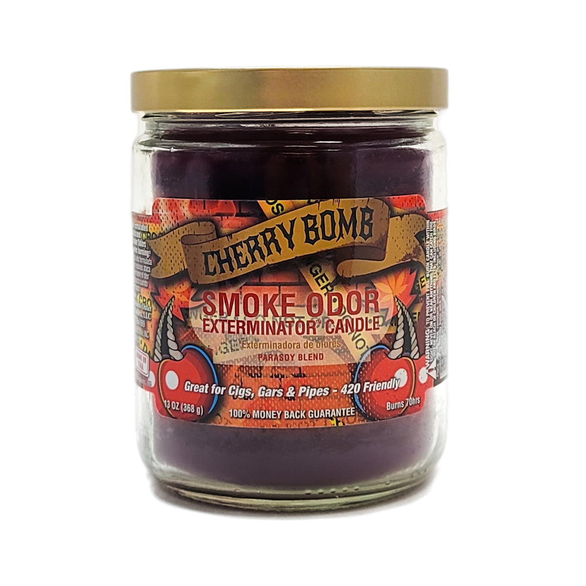 Cherry Bomb 4" Glass Jar 13oz Smoke Odor Exterminator Candle, by Tobacco Outlet Products