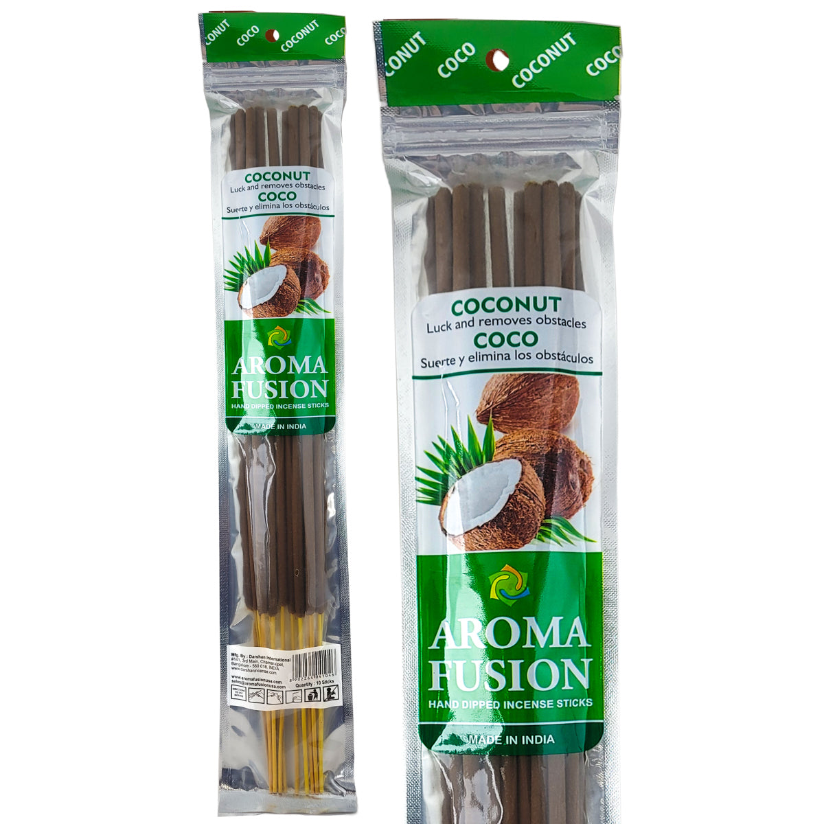 Coconut Scent Aroma Fusion 19" Jumbo Incense, 10-Stick Pack