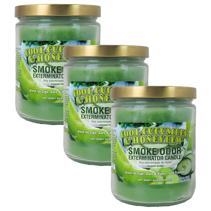 Cool Cucumber & Honeydew 4" Odor Exterminator Glass Jar Candle 13oz