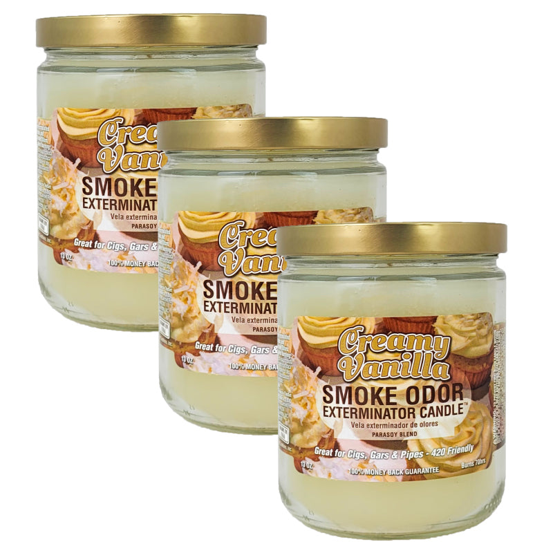 Creamy Vanilla 4" Odor Exterminator Glass Jar Candle 13oz