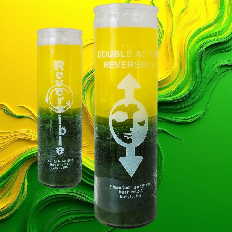 7 Day Candle, Double Action Reversible (Yellow/Green)