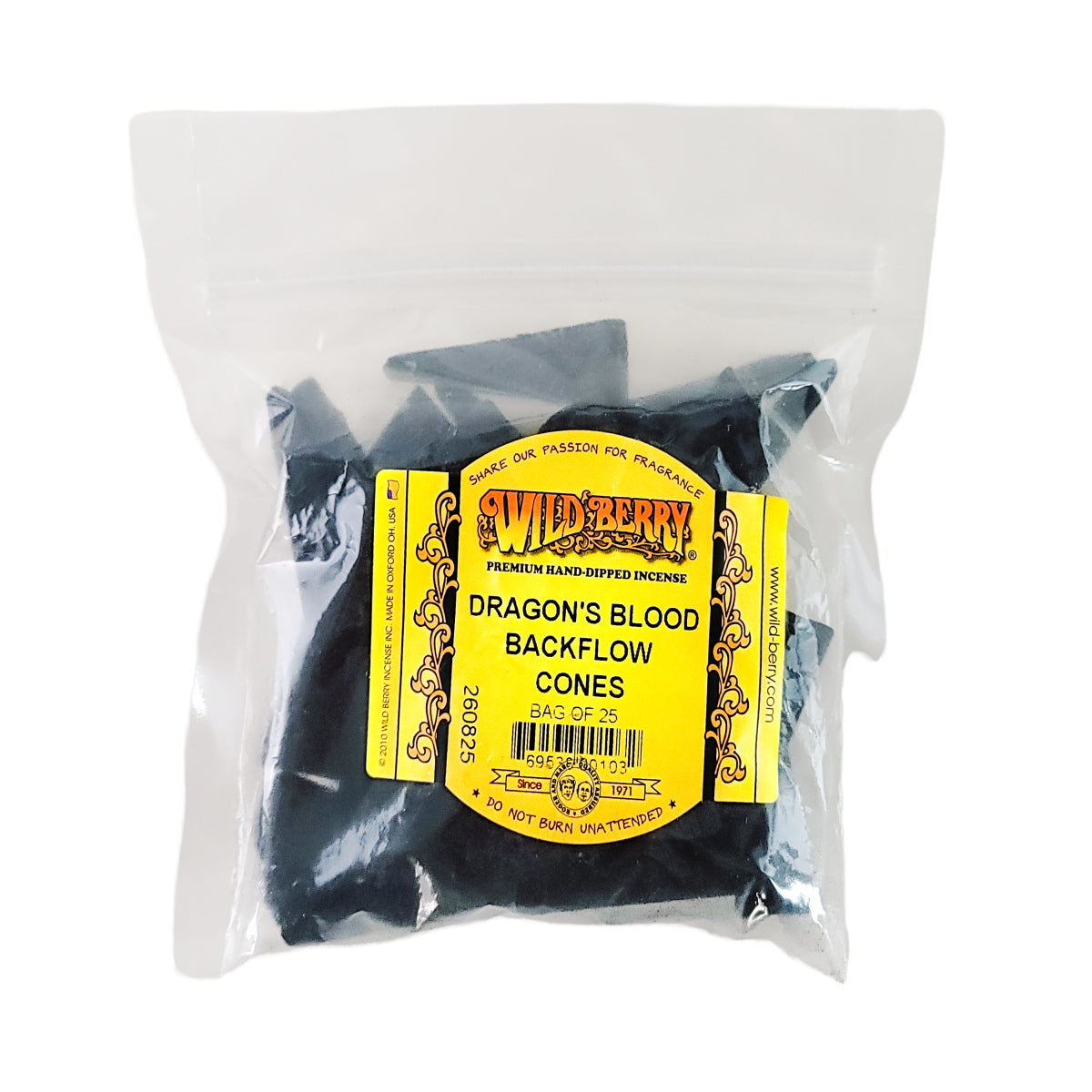 Backflow Dragon's Blood Wild Berry Incense Cones, 25ct Packs