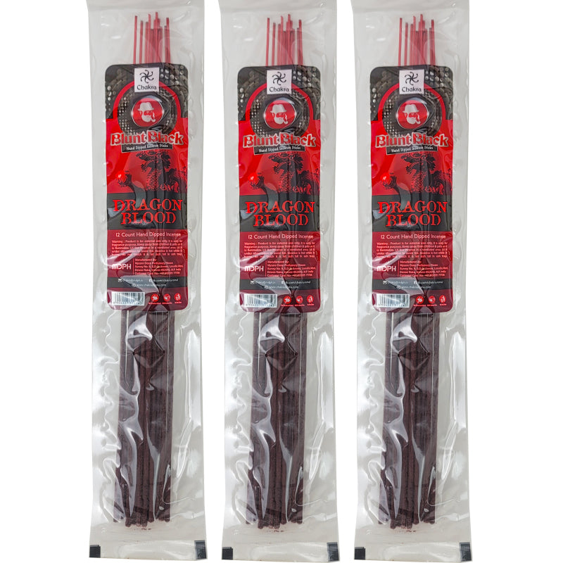 Dragon's Blood Scent 10.5" Blunt Black Incense, 12-Stick Pack