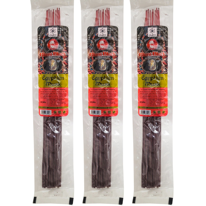Egyptian Musk Scent 10.5" Blunt Black Incense, 12-Stick Pack