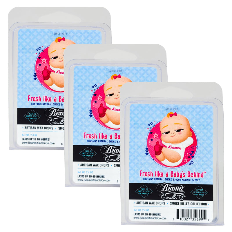 Fresh Like A Baby's Behind Scent, Wax Drop Melts Odor & Smoke Killer, by Beamer Candle Co