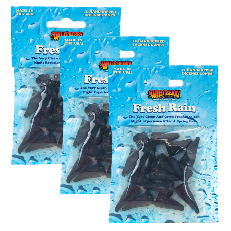 Fresh Rain Wild Berry Incense Cones, 15ct Packs