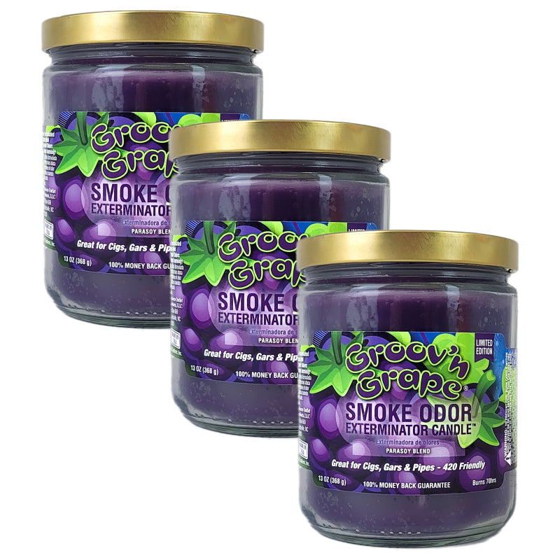 Groov'n Grape 4" Odor Exterminator Glass Jar Candle 13oz