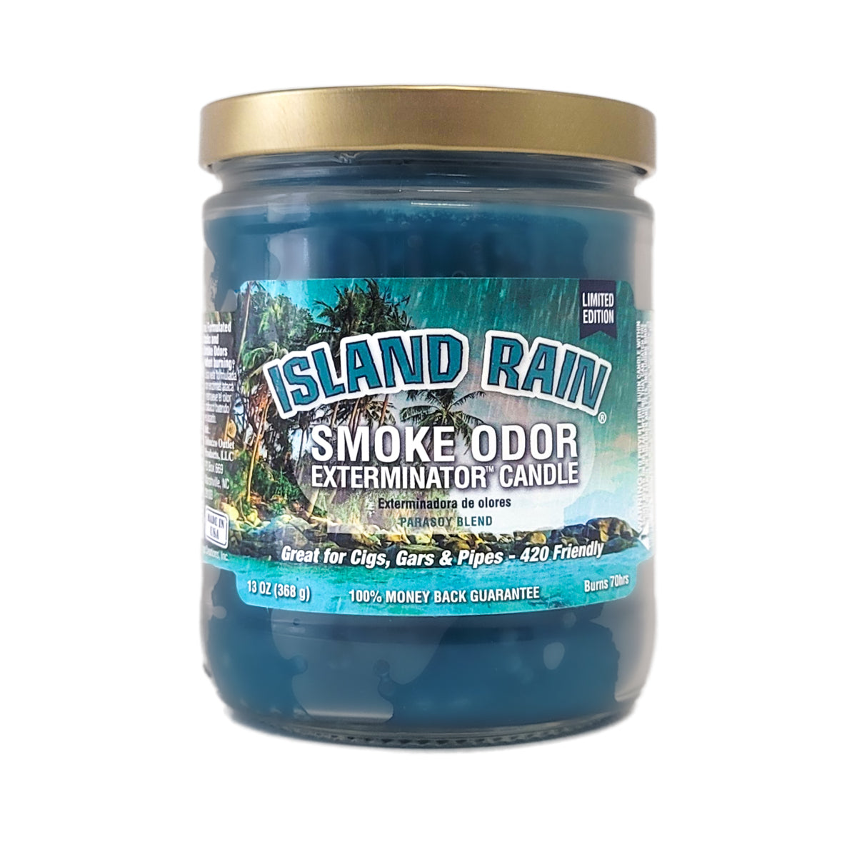 Island Rain 4" Odor Exterminator Glass Jar Candle 13oz