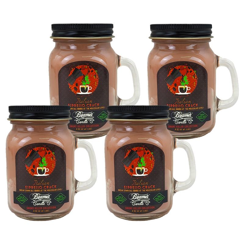 MINI 3" Italian Espresso Crack Jar Candle, 4oz Odor & Smoke Killer, by Beamer Candle Co
