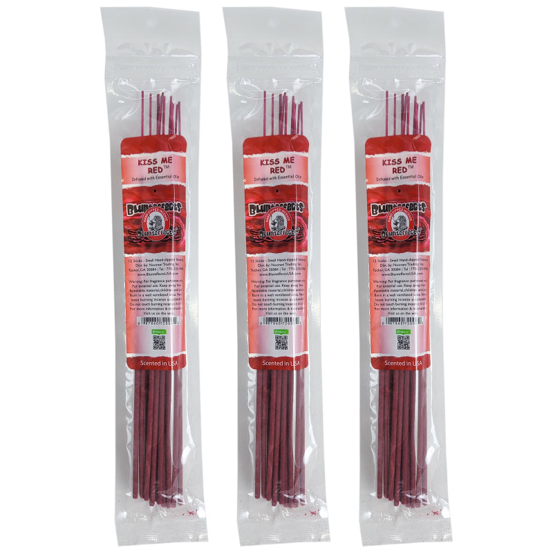 10.5" BluntEffects Incense Fragrance Wands, 12-Pack Kiss Me Red
