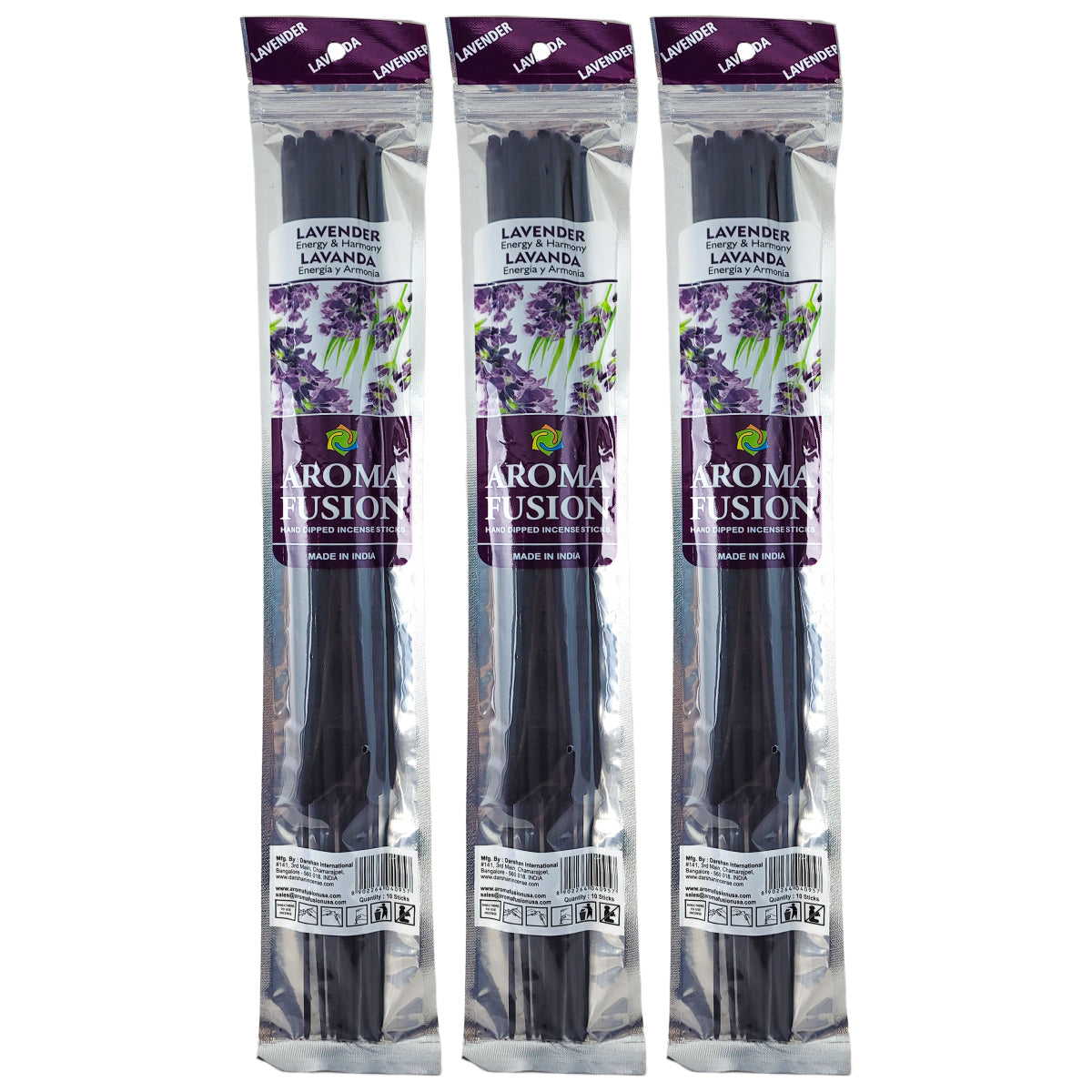 Lavender Scent Aroma Fusion 19" Jumbo Incense, 10-Stick Pack