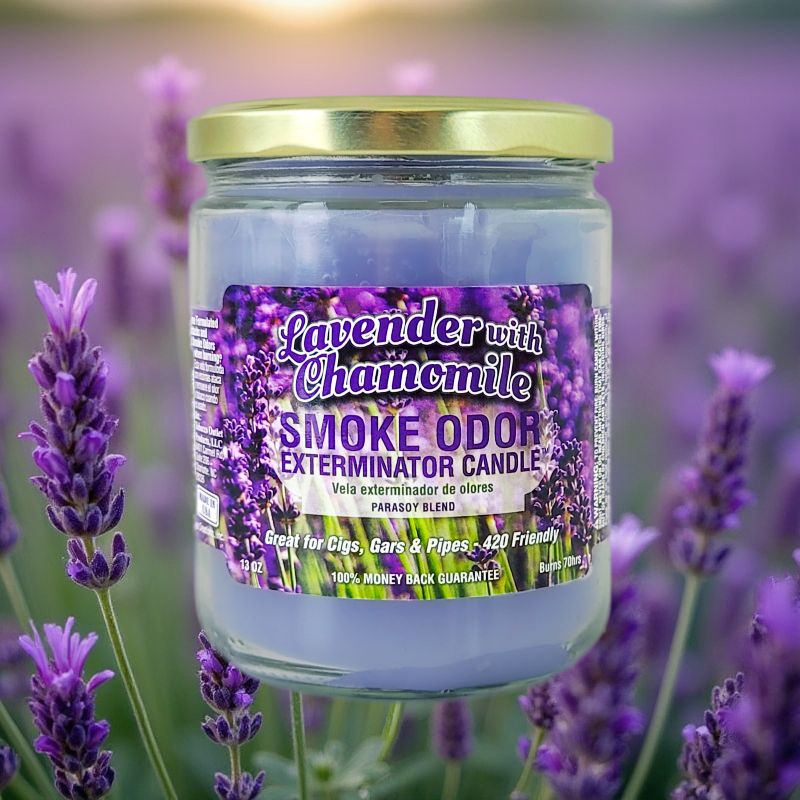 Lavender with Chamomile 4" Odor Exterminator Glass Jar Candle 13oz