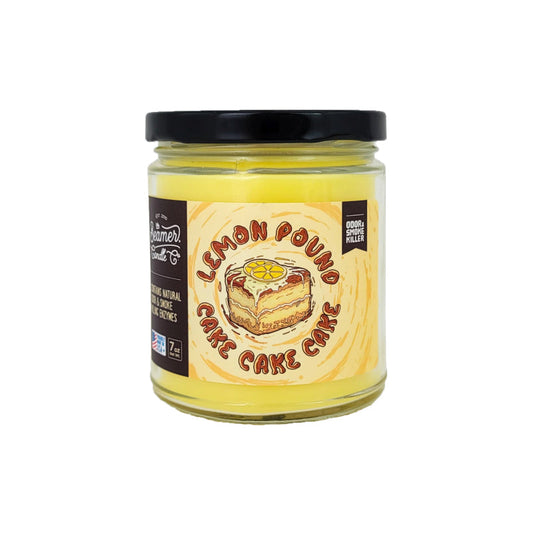 3.5" Lemon Pound Cake Glass Jar Candle, 7oz Odor & Smoke Killer, by Beamer Candle Co