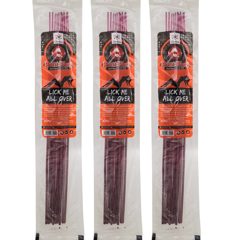 Lick Me All Over Scent 10.5" Blunt Black Incense, 12-Stick Pack