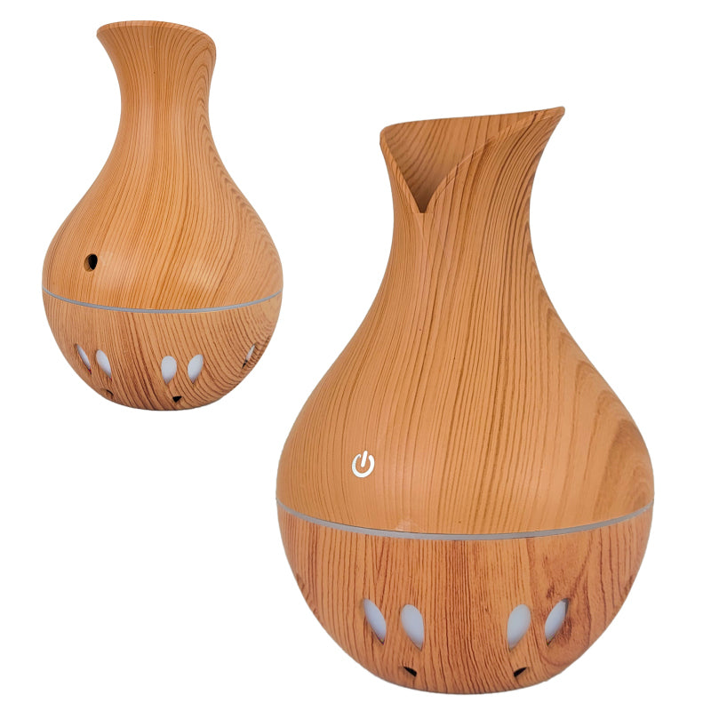 6" Plastic Mini Atomization Humidifier Diffuser, Light Brown Wood Design