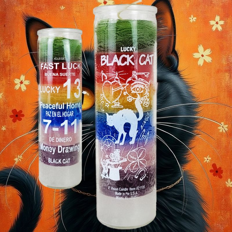7 Day Candle, Lucky Black Cat (7 Color)