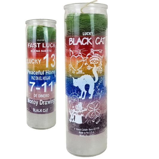 7 Day Candle, Lucky Black Cat (7 Color)