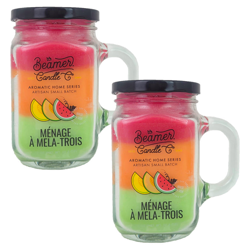 Menage a Mela-Trois 5" Glass Jar Candle, 12oz Aromatic Home Series, by Beamer Candle Co