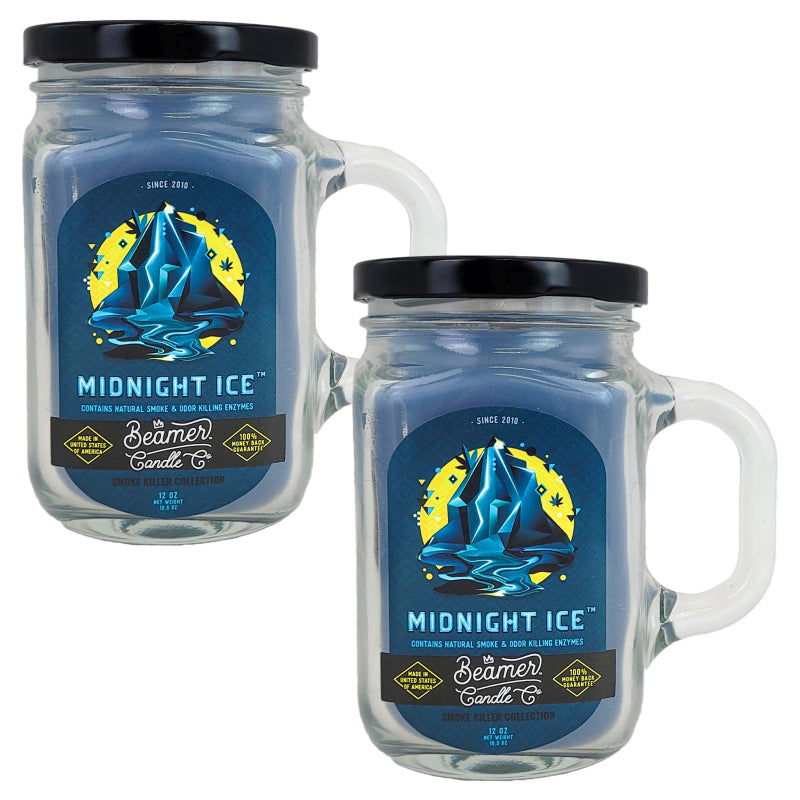 Midnight Ice 5" Glass Jar Candle, 12oz Smoke Killer Collection, by Beamer Candle Co