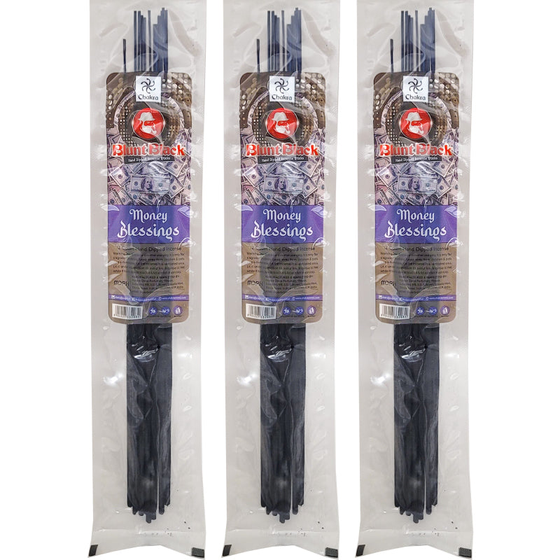 Money Blessings Scent 10.5" Blunt Black Incense, 12-Stick Pack