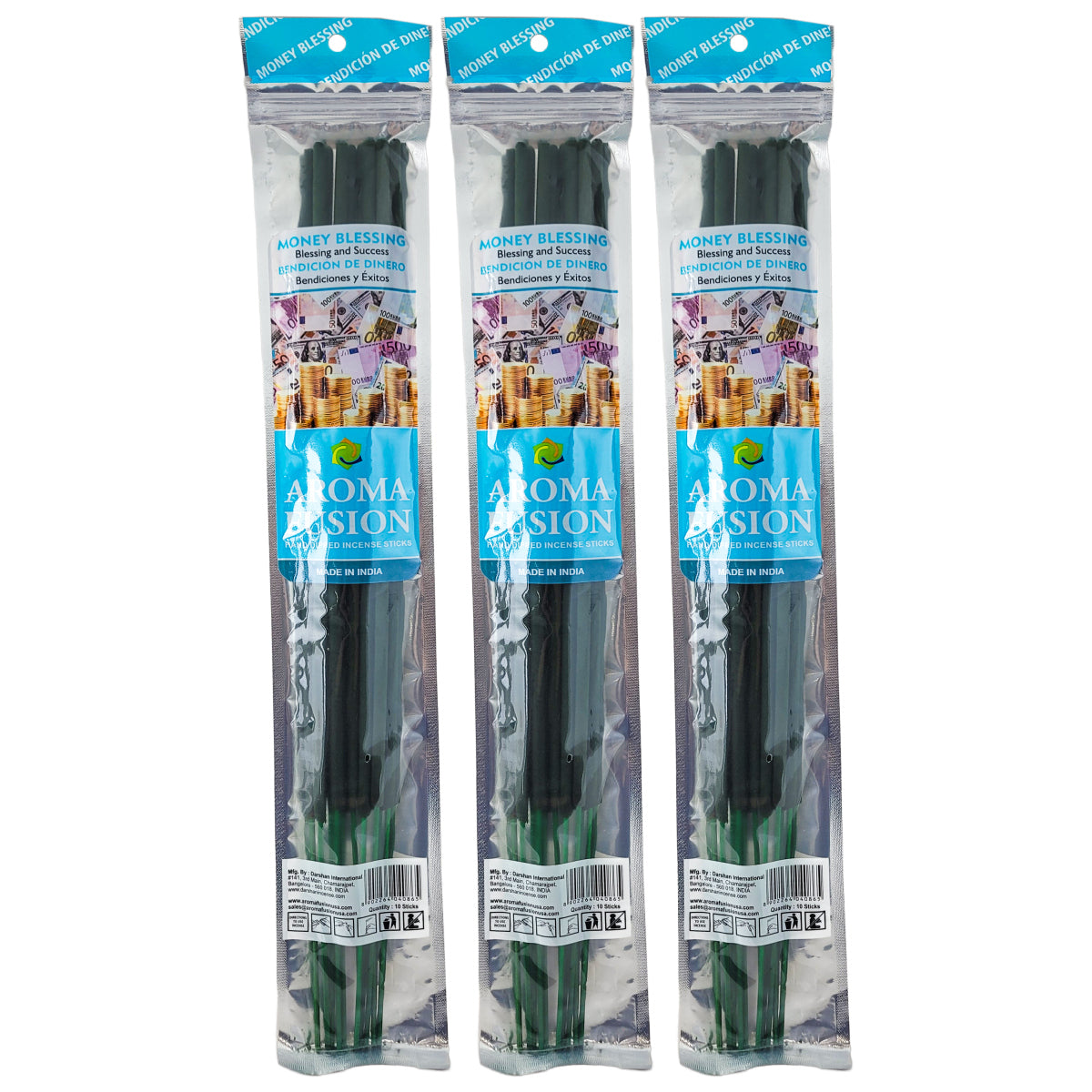 Money Blessing Scent Aroma Fusion 19" Jumbo Incense, 10-Stick Pack