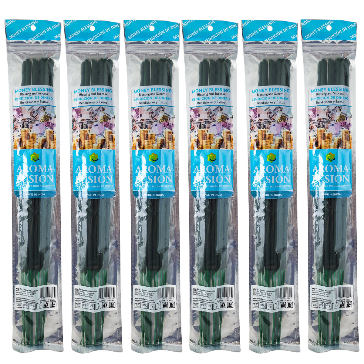 Money Blessing Scent Aroma Fusion 19" Jumbo Incense, 10-Stick Pack