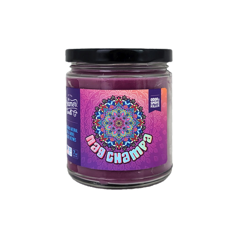 3.5" Nag Champa Glass Jar Candle, 7oz Odor & Smoke Killer, by Beamer Candle Co