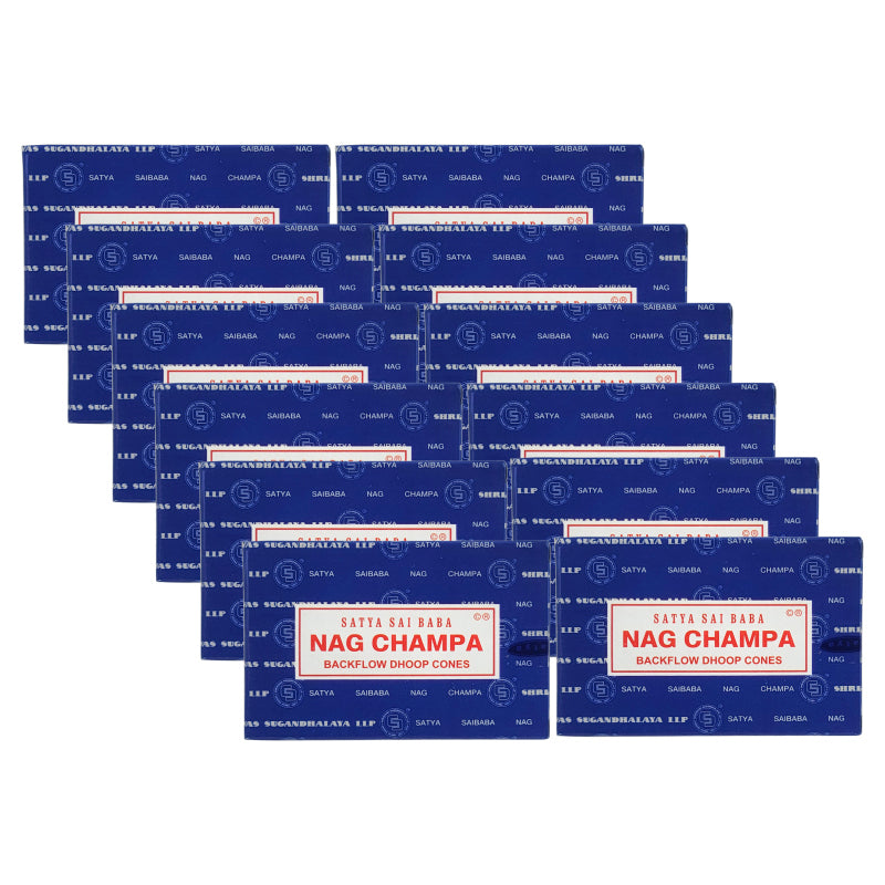 Nag Champa Backflow Dhoop Incense Cones, Box of 10 Cones, by Satya