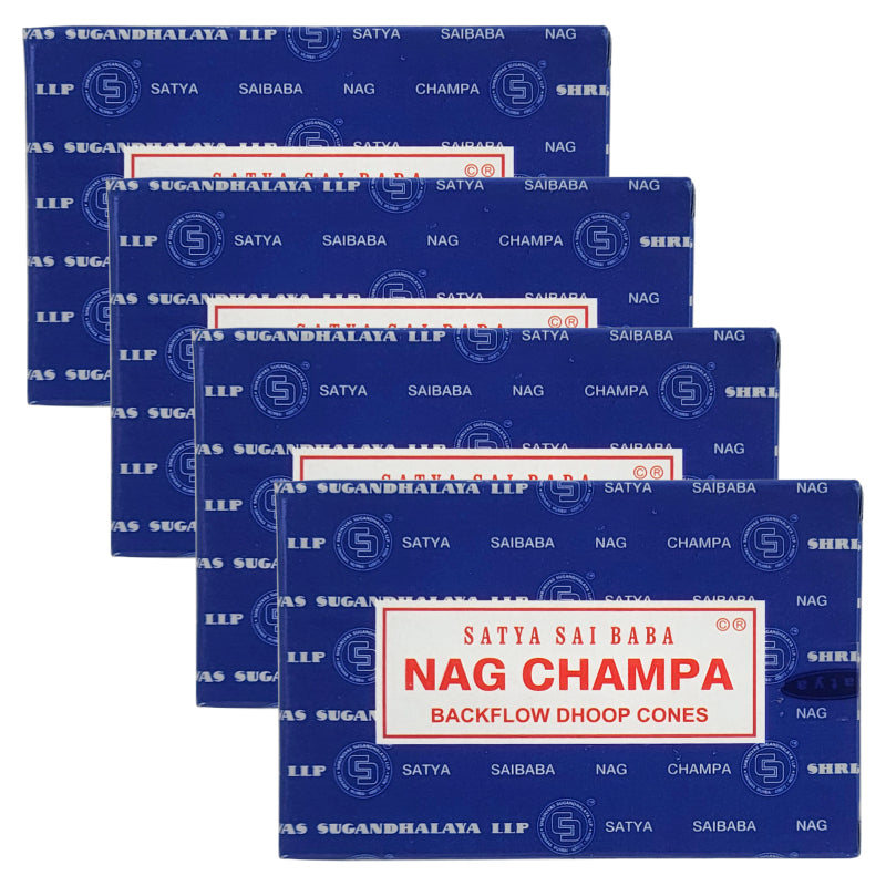 Nag Champa Backflow Dhoop Incense Cones, Box of 10 Cones, by Satya