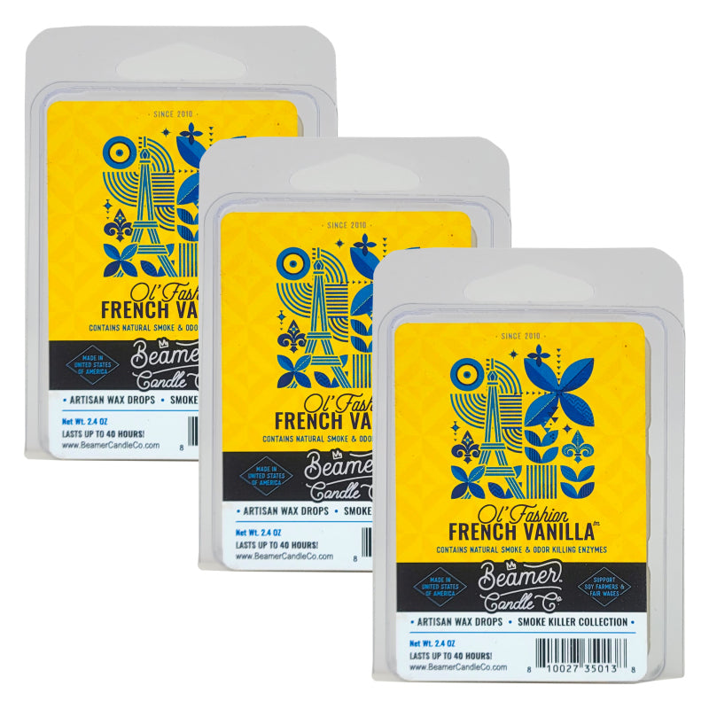 Ol' Fashion French Vanilla Scent, Wax Drop Melts Odor & Smoke Killer, by Beamer Candle Co